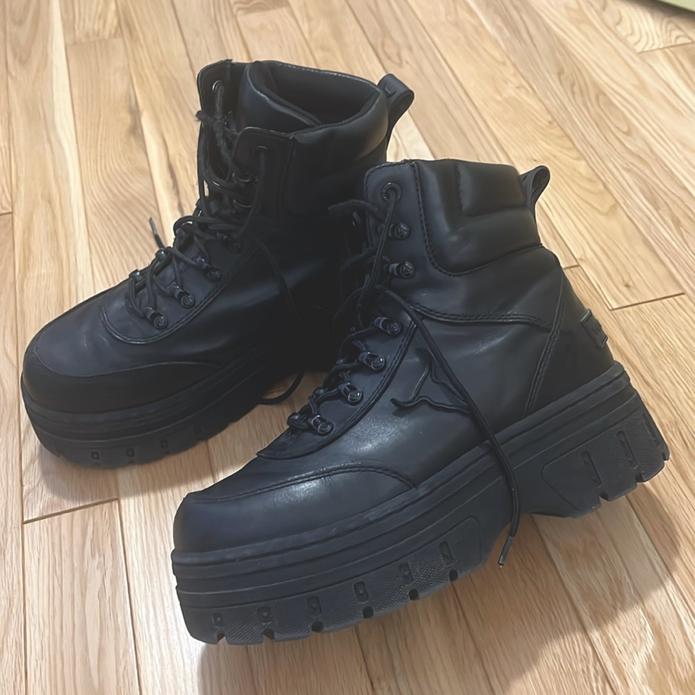 Black Platform lace up boots
